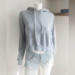 Cotton Citizen Milan Crop Hoodie Aquatic Small